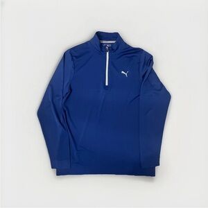 Puma Men's Blue Quarter-Zip Lightweight Pullover Shirt, EUC, Medium, Athleisure